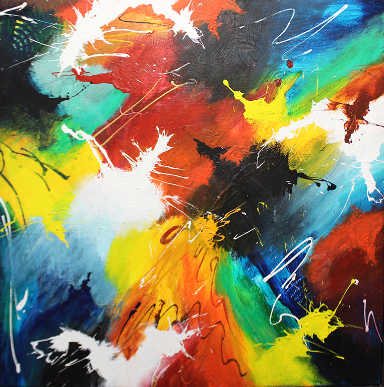 Dick Wills Fine Art - original colorful abstract art - therapeutic art- inspirational art -Celebrate Colors - P3 36”x 36” $360