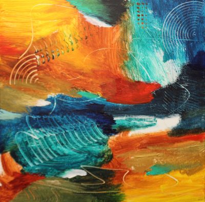 Dick Wills Fine Art - original colorful abstract art - therapeutic art- inspirational art -Celebrate Colors - P7 20" X 20" $120