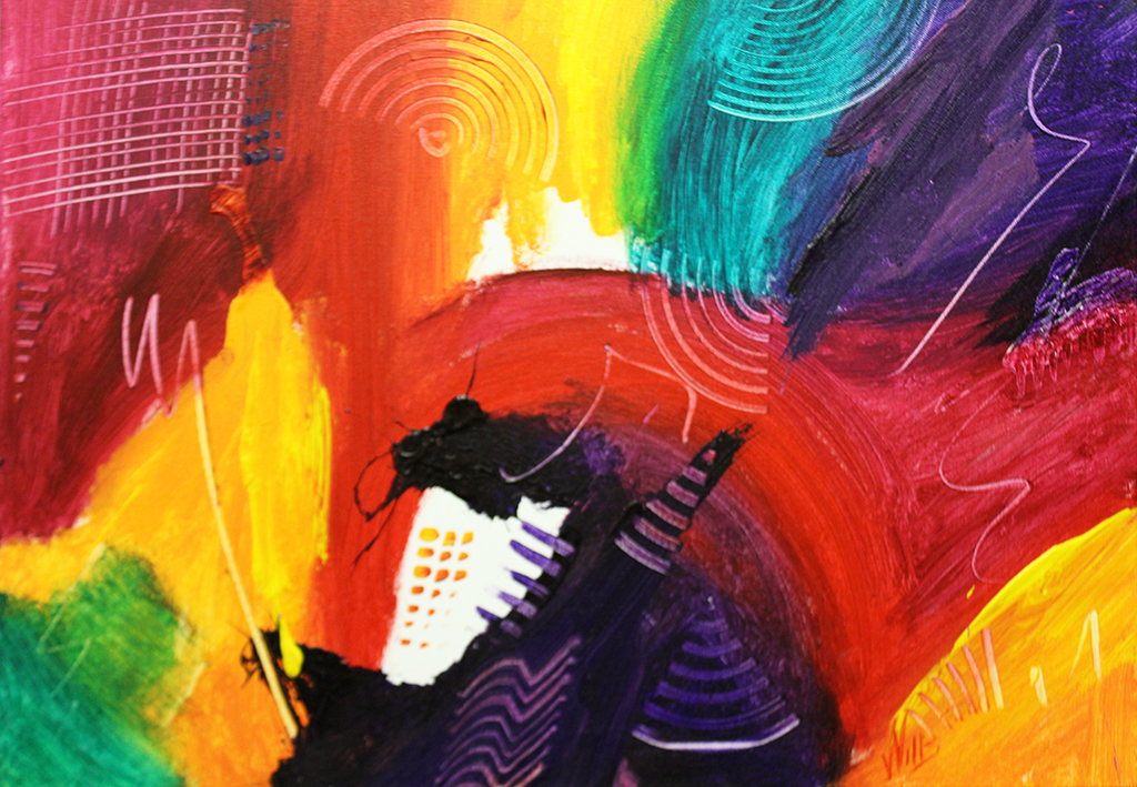 Dick Wills Fine Art - original colorful abstract art - therapeutic art- inspirational art -Celebrate Colors - P 9 18”x 24” $120