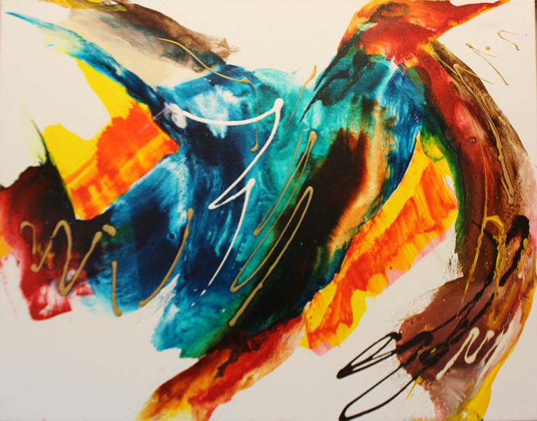 Dick Wills Fine Art - original colorful abstract art - therapeutic art- inspirational art -Celebrate Colors - CF14 30″ x 22″ $110