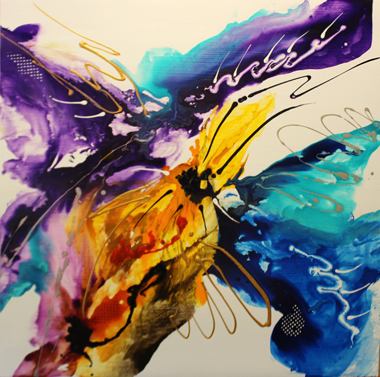 Dick Wills Fine Art - original colorful abstract art - therapeutic art- inspirational art -Celebrate Colors - CF24 30" x 30"$250