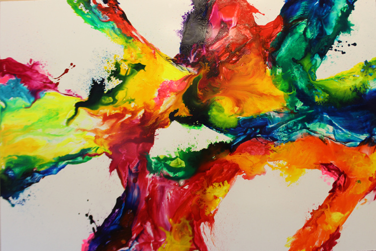 Dick Wills Fine Art - original colorful abstract art - therapeutic art- inspirational art -Celebrate Colors - CF26 24”x 36”$240 1 of 2